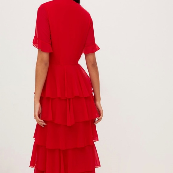 PrettyLittleThing Red Ruffle Dress NWT!! - Picture 5 of 5